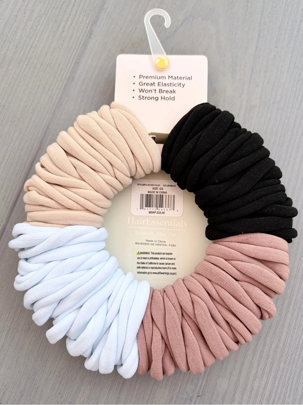 Hair Essentials Rubber Bands - Black, Cream, Blush, Light Blue - 100 Count 💕